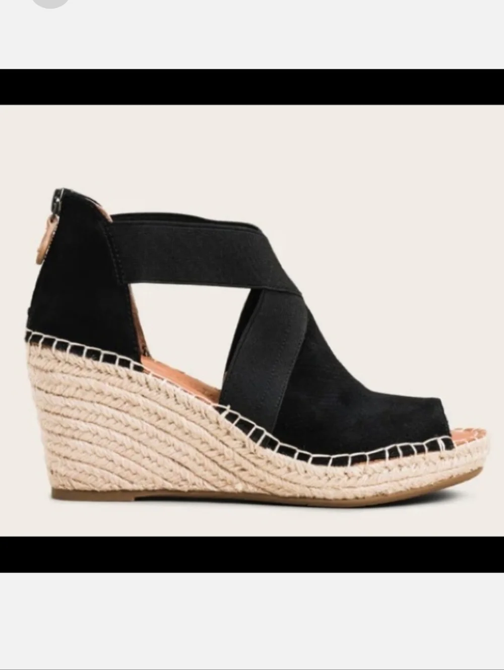 Gentle Souls Colleen Cross Elastic Suede Wedge Espadrille Sandals